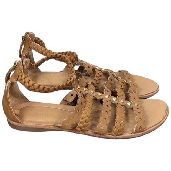 Franco Sarto Beryl Tan Gladiator Studded Flat Sandals Size 8.5 - Picture 5 of 8
